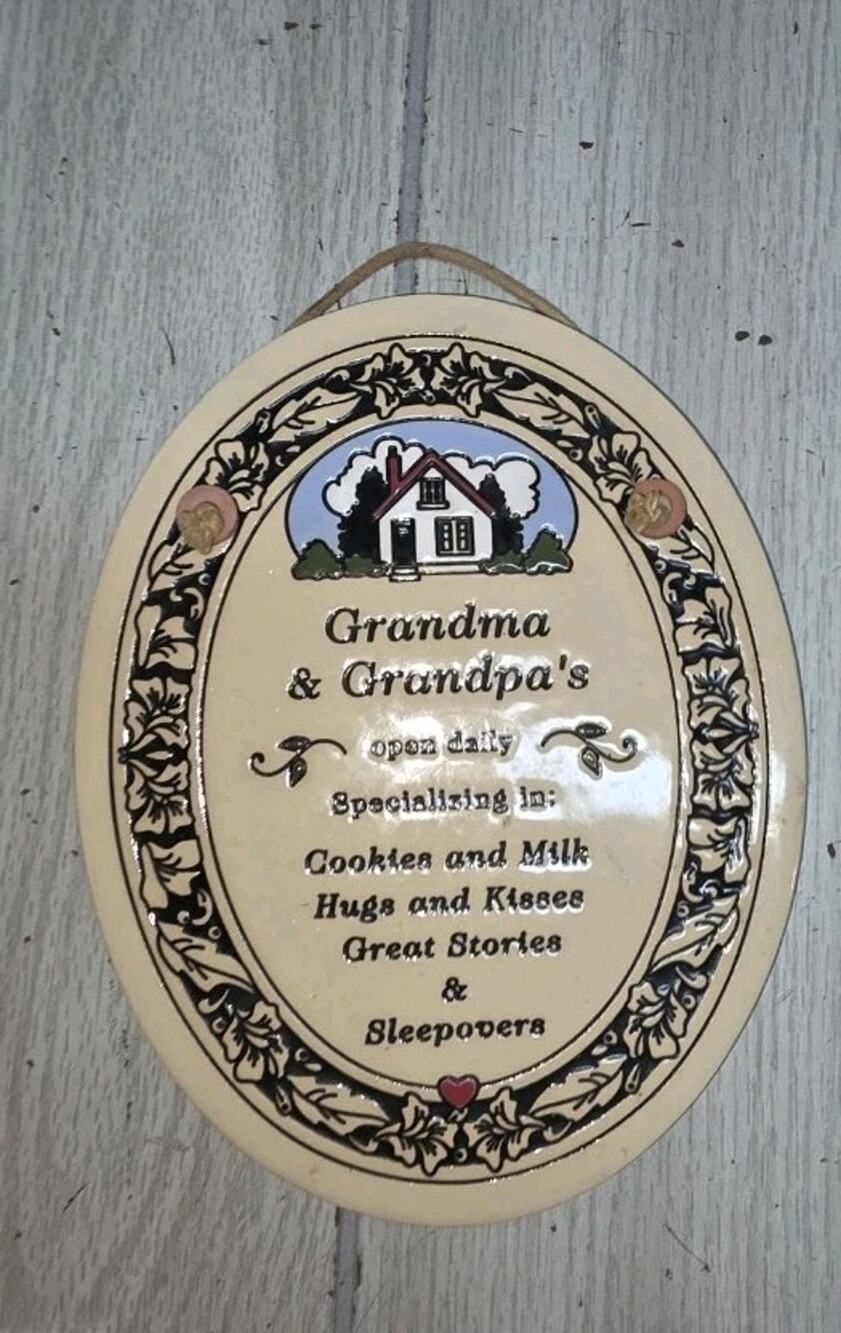 Vtg Trinity Pottery Grandma & Grandpa Plaque Wall Hanging USA Made Farmhouse